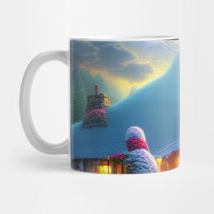 Magical Fantasy Cottage with Lights In A Snowy Scene, Scenery Nature Mug